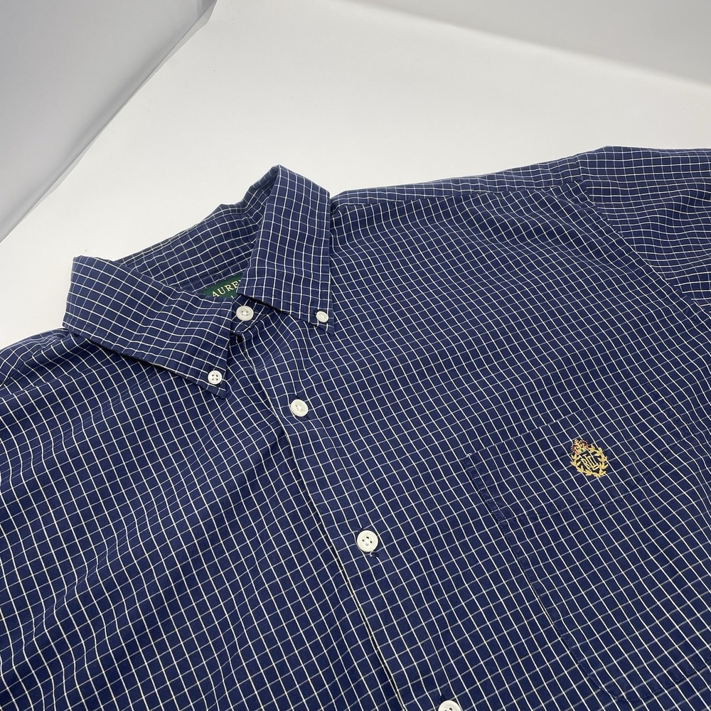 Lauren Ralph Lauren Gold Crown Men's Blue Plaid Button‎ Down Vintage Shirt XL